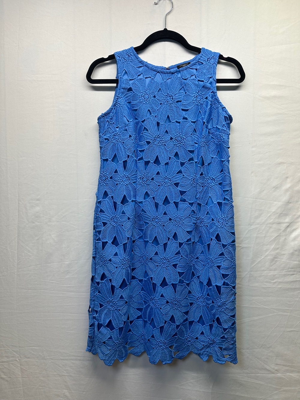 Ann Taylor Blue Crochet Floral Shift Dress